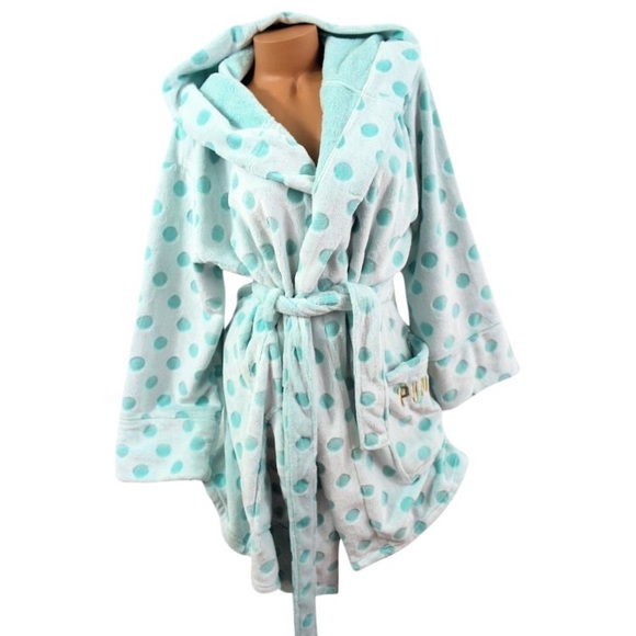 PINK Victoria's Secret Other - Victoria’s Secret PINK Turquoise Polka Bathrobe